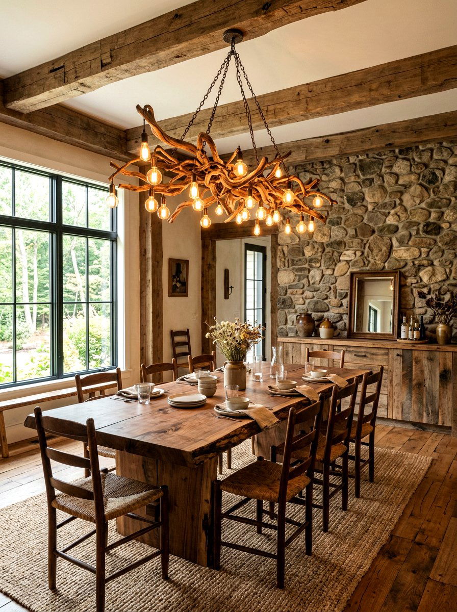 Organic Wood Branch Dining Room - 30 sculptural lighting dining room ideas