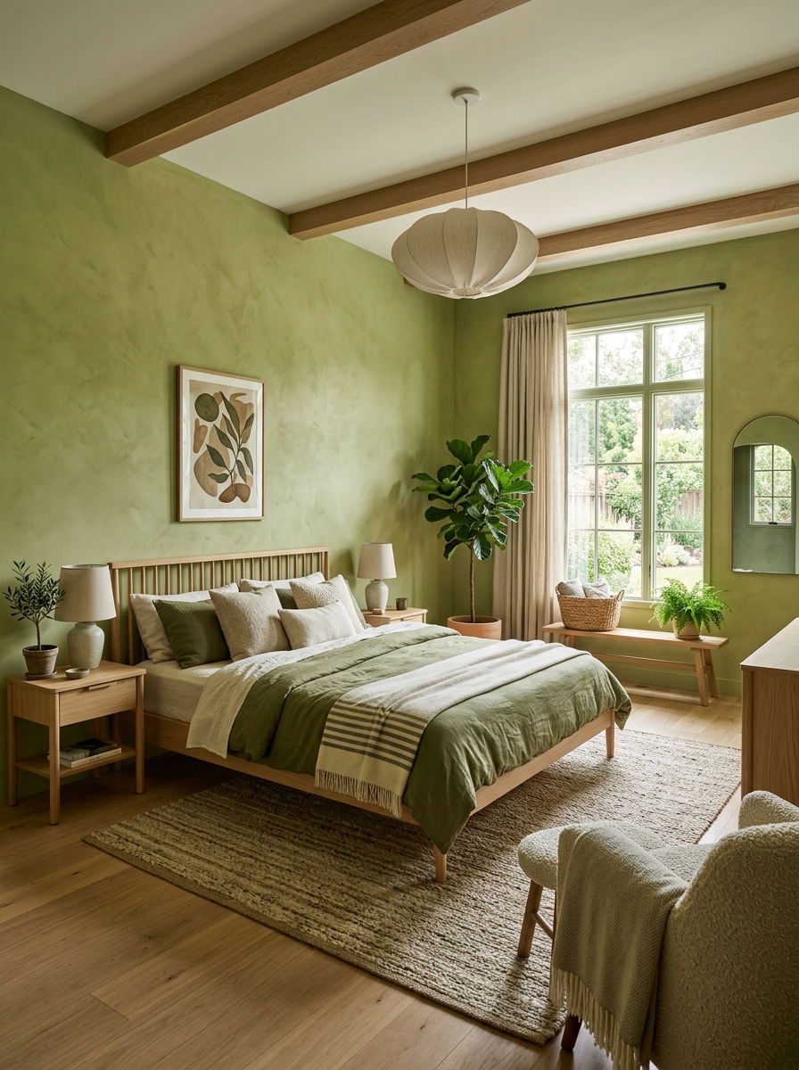 Organic modern olive green bedroom - 30 olive green bedroom ideas