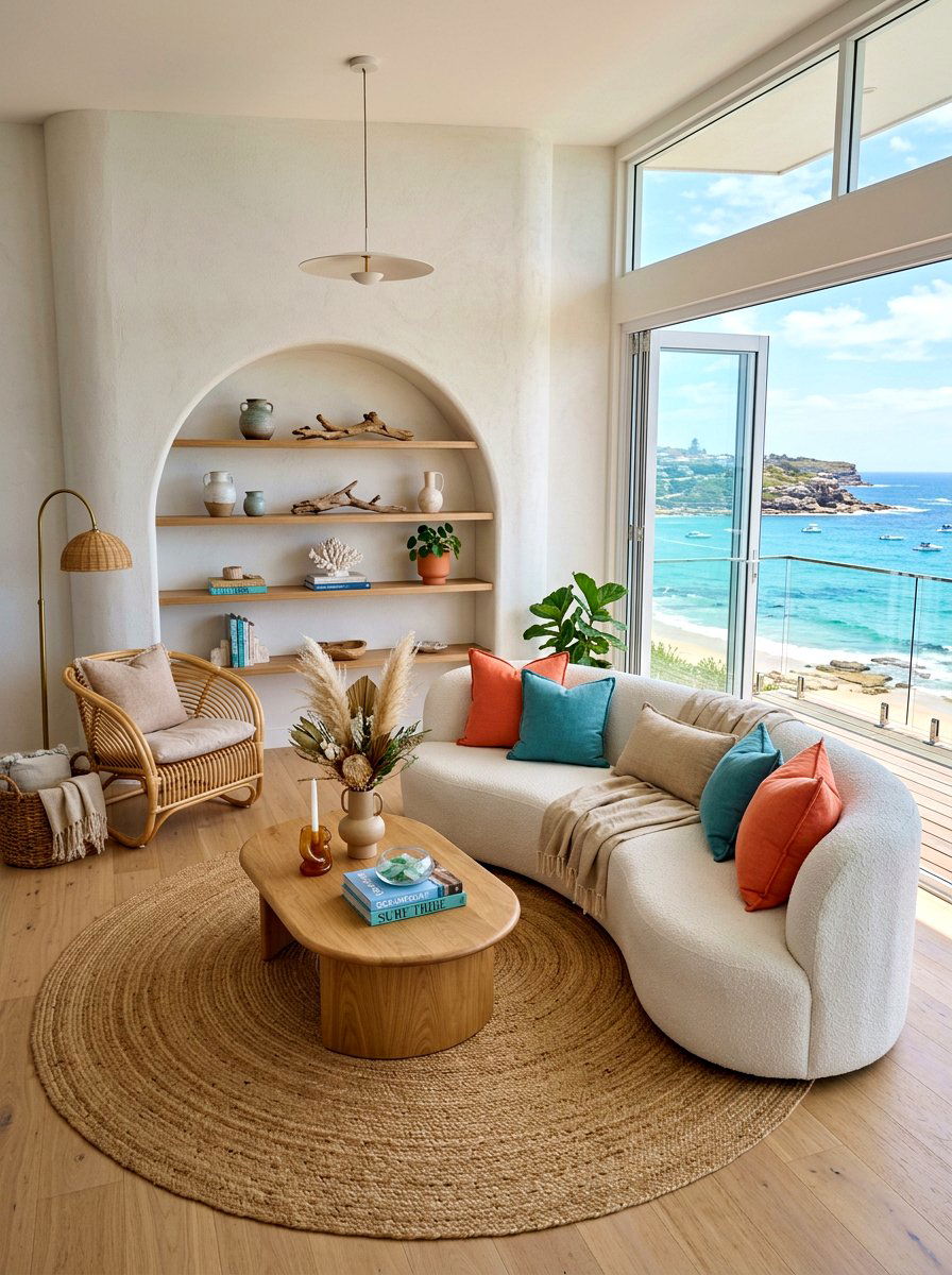 Organic shape coastal living room - 30 coastal summer living room ideas