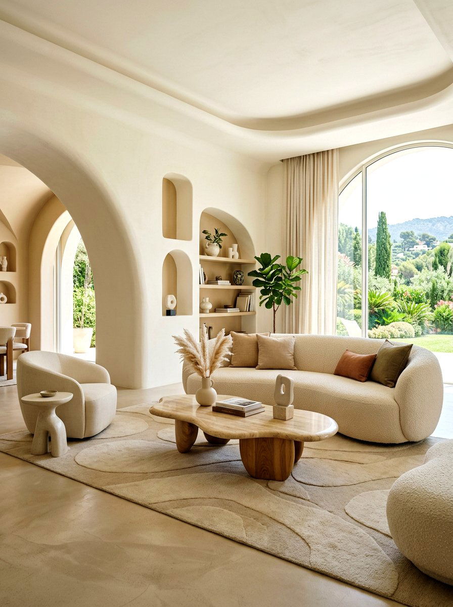 Organic shape furniture living room - 30 nature inspired living room ideas