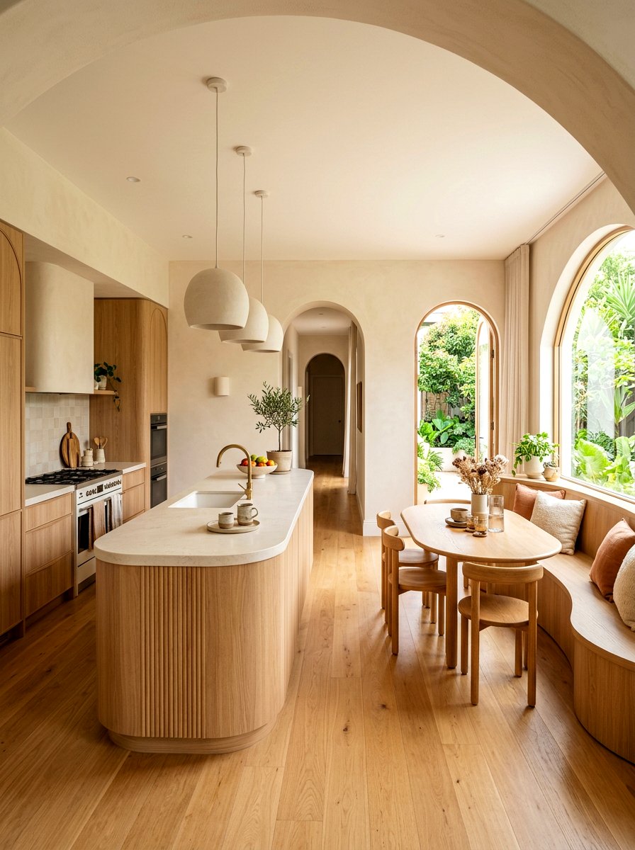Organic shape kitchen - 30 Japandi kitchen ideas