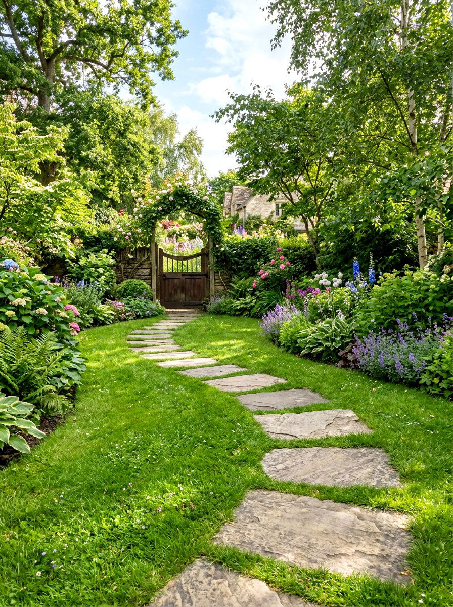 Organic stepping stone walkway - 30 quiet luxury curb appeal ideas
