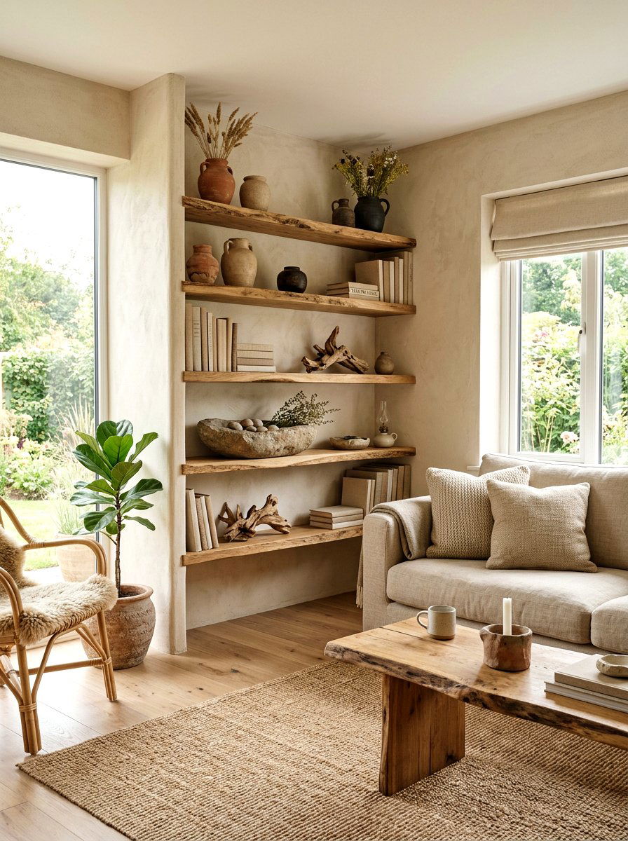 Organic texture shelf - 30 wellness shelf styling ideas