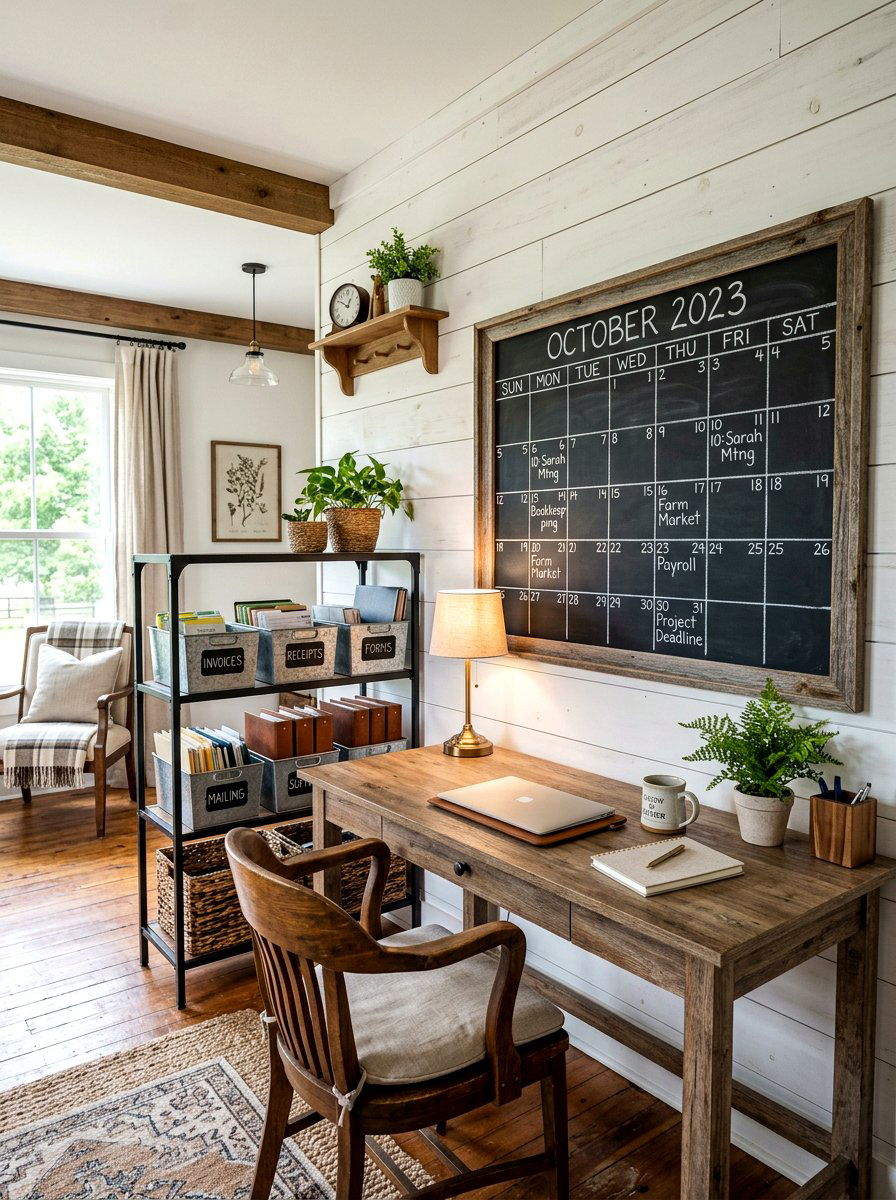 Organized Farmhouse Office - 30 farmhouse home office ideas