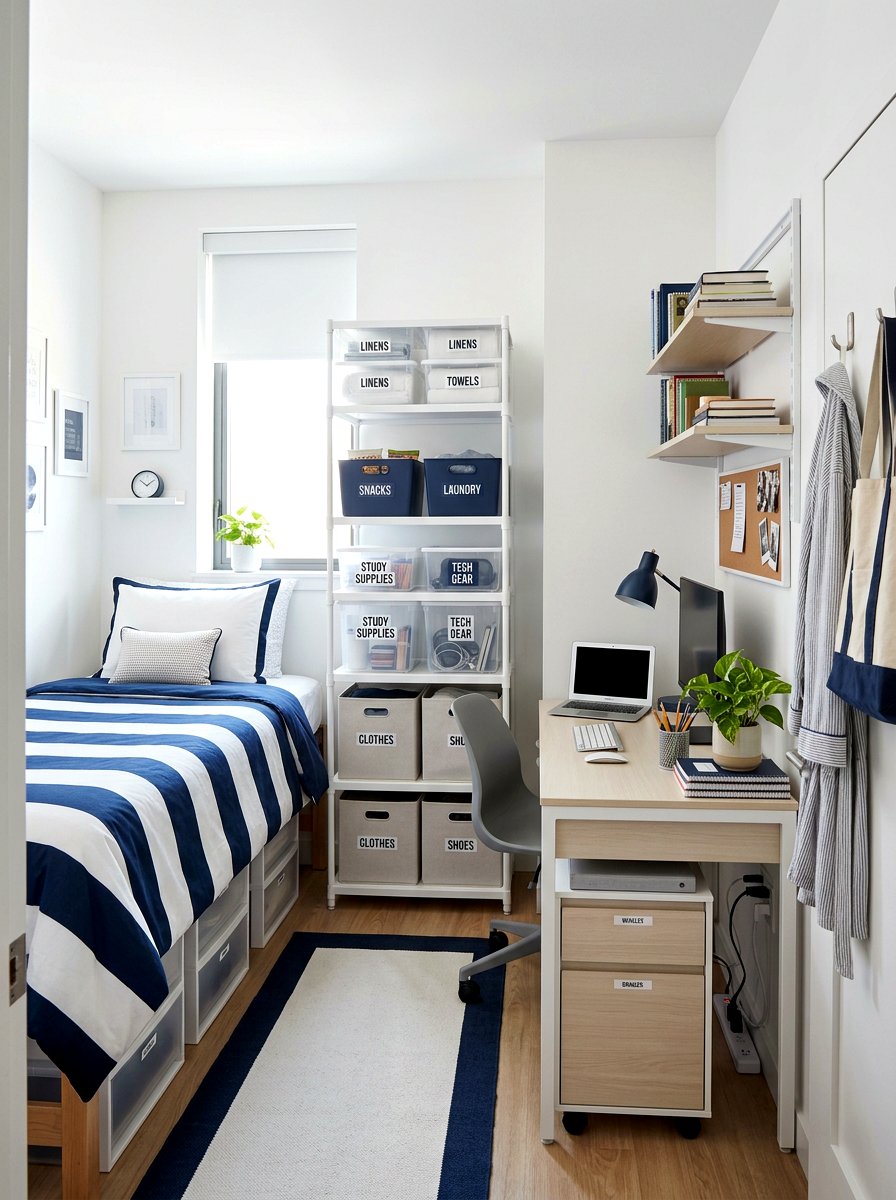 Organized Small Dorm Room - 30 dorm room ideas