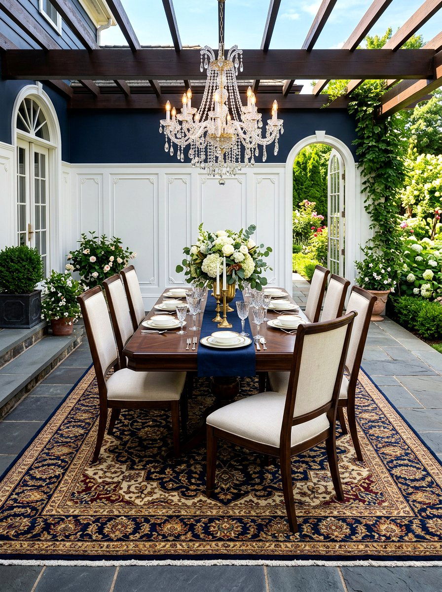 Oriental Area Rug - 30 warm traditional dining room ideas