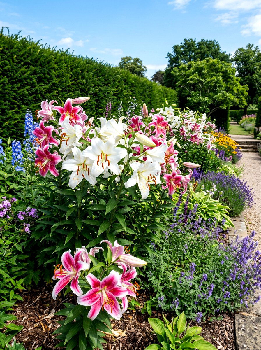 Oriental lily garden - 30 fragrance garden backyard ideas