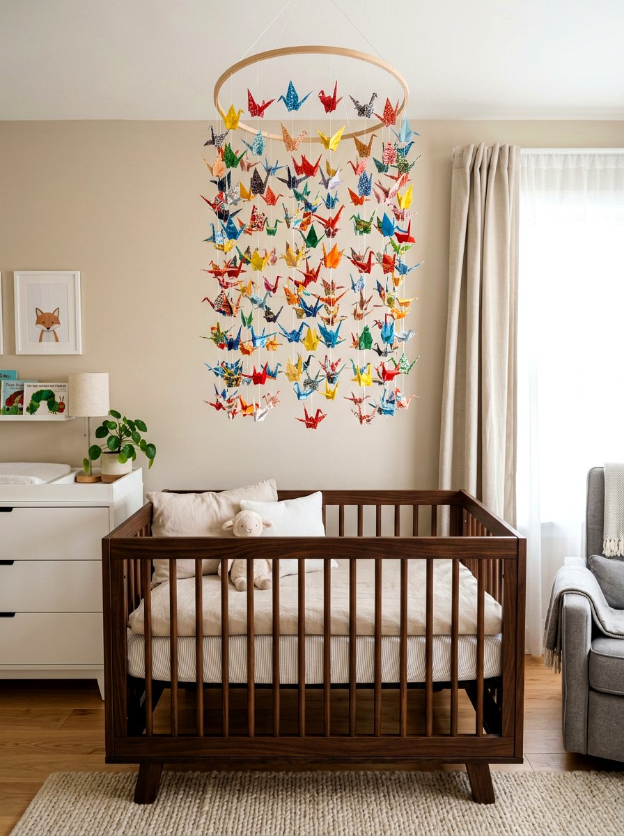 Origami Crane Mobile - 30 mobile decor nursery ideas