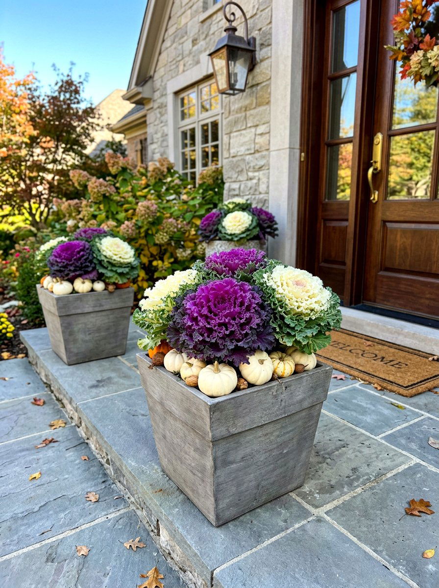 Ornamental Cabbage Porch Plants - 30 fall front porch ideas