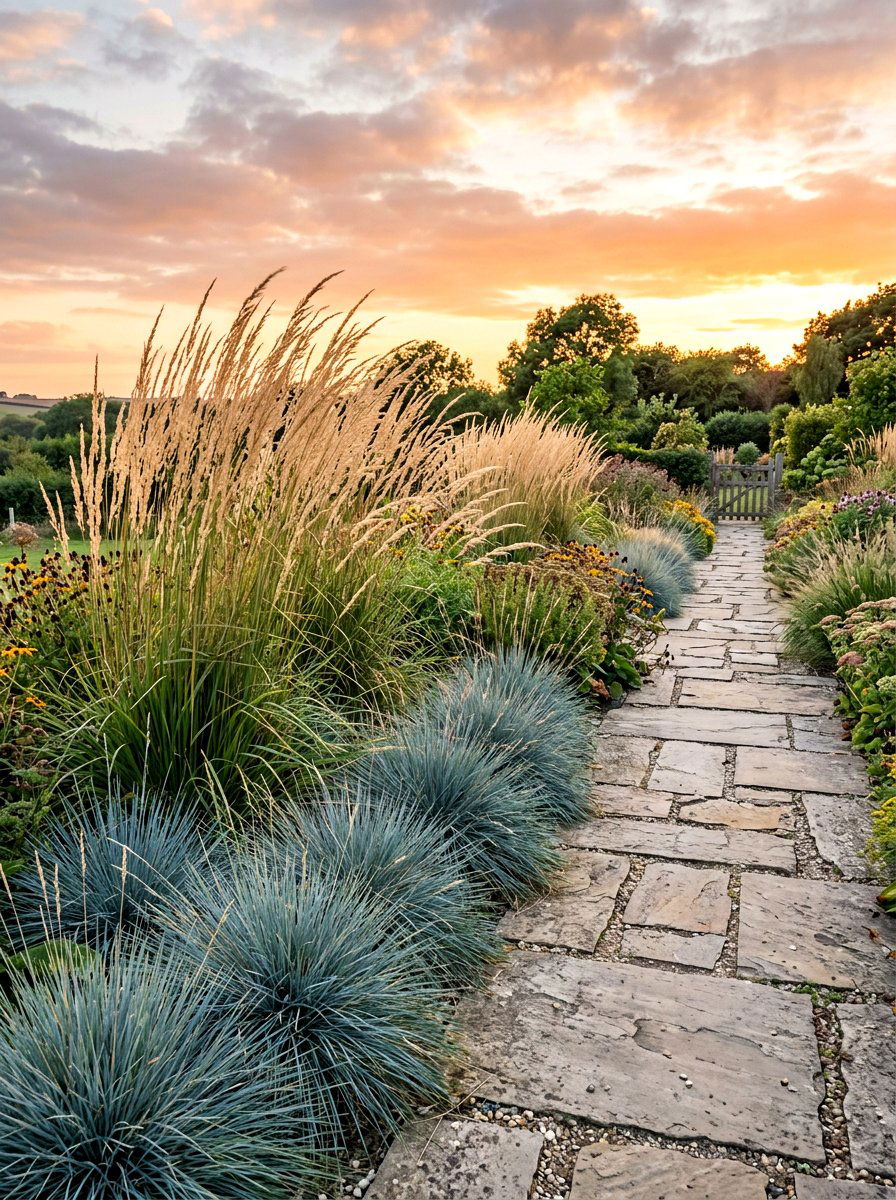 Ornamental Grass - 30 low maintenance patio garden ideas