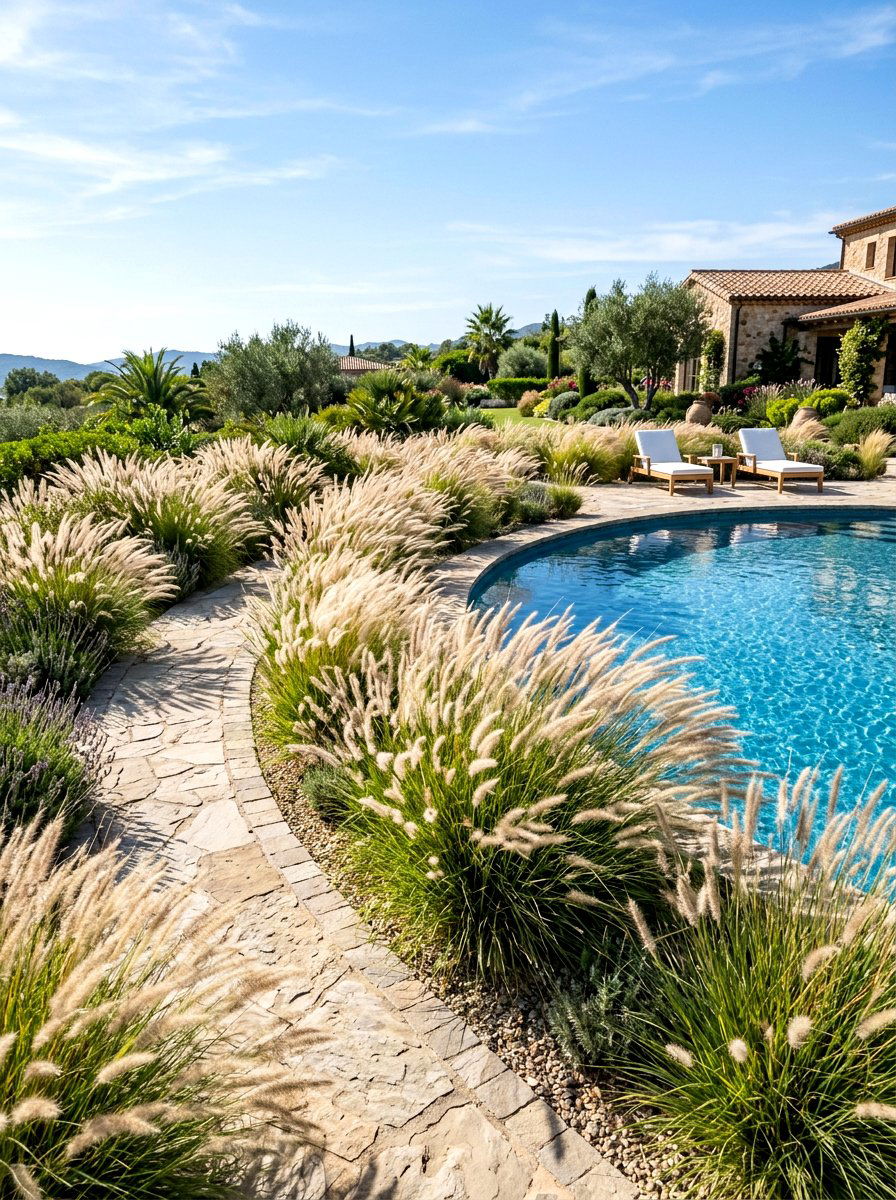 Ornamental Grass - 30 pool landscaping ideas