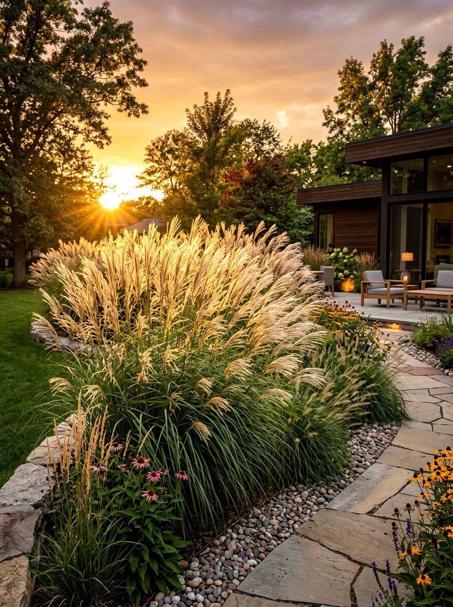 Ornamental Grass Bed - 30 simple landscaping ideas