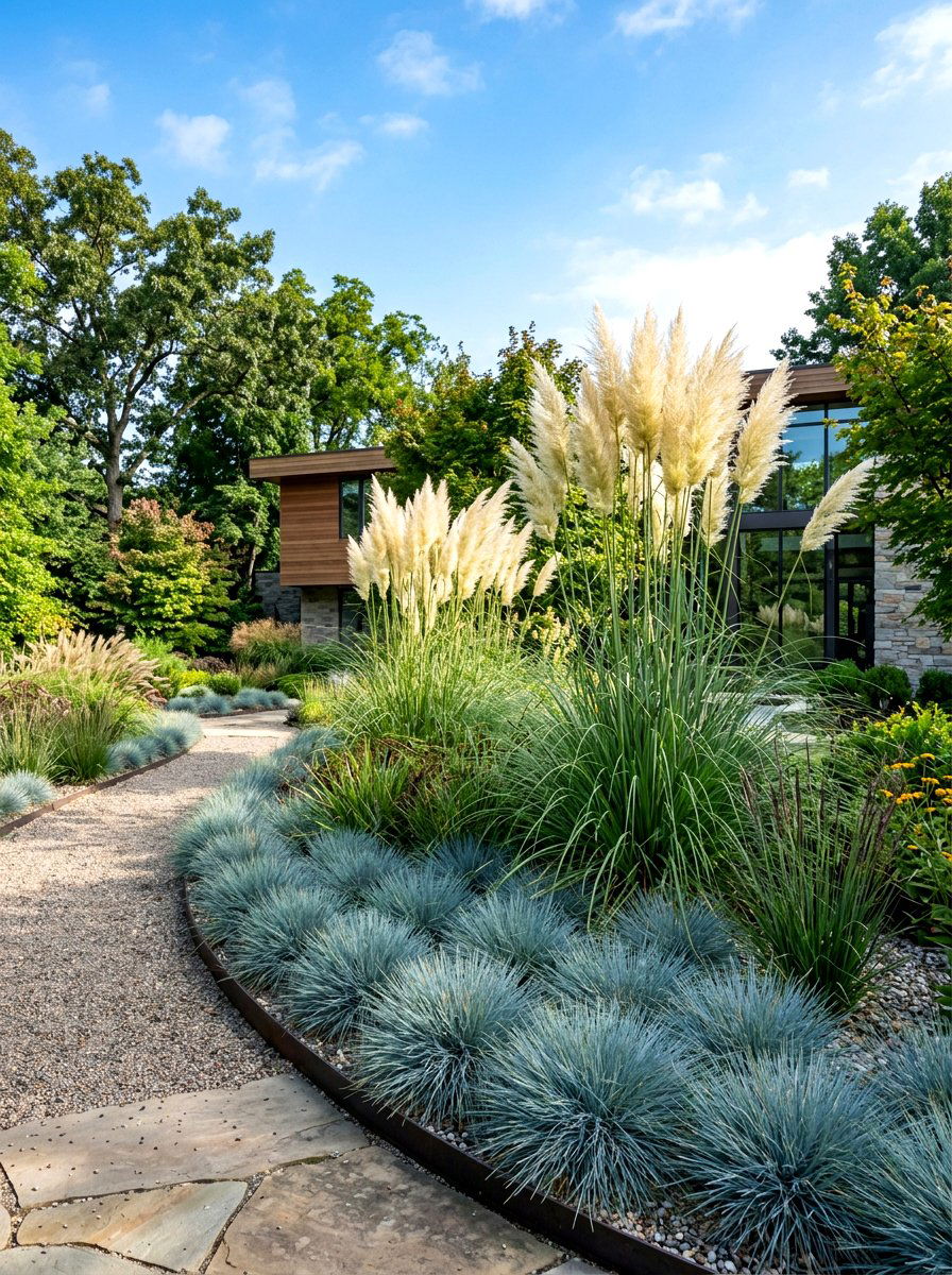 Ornamental Grass Bed - 30 small flower bed ideas