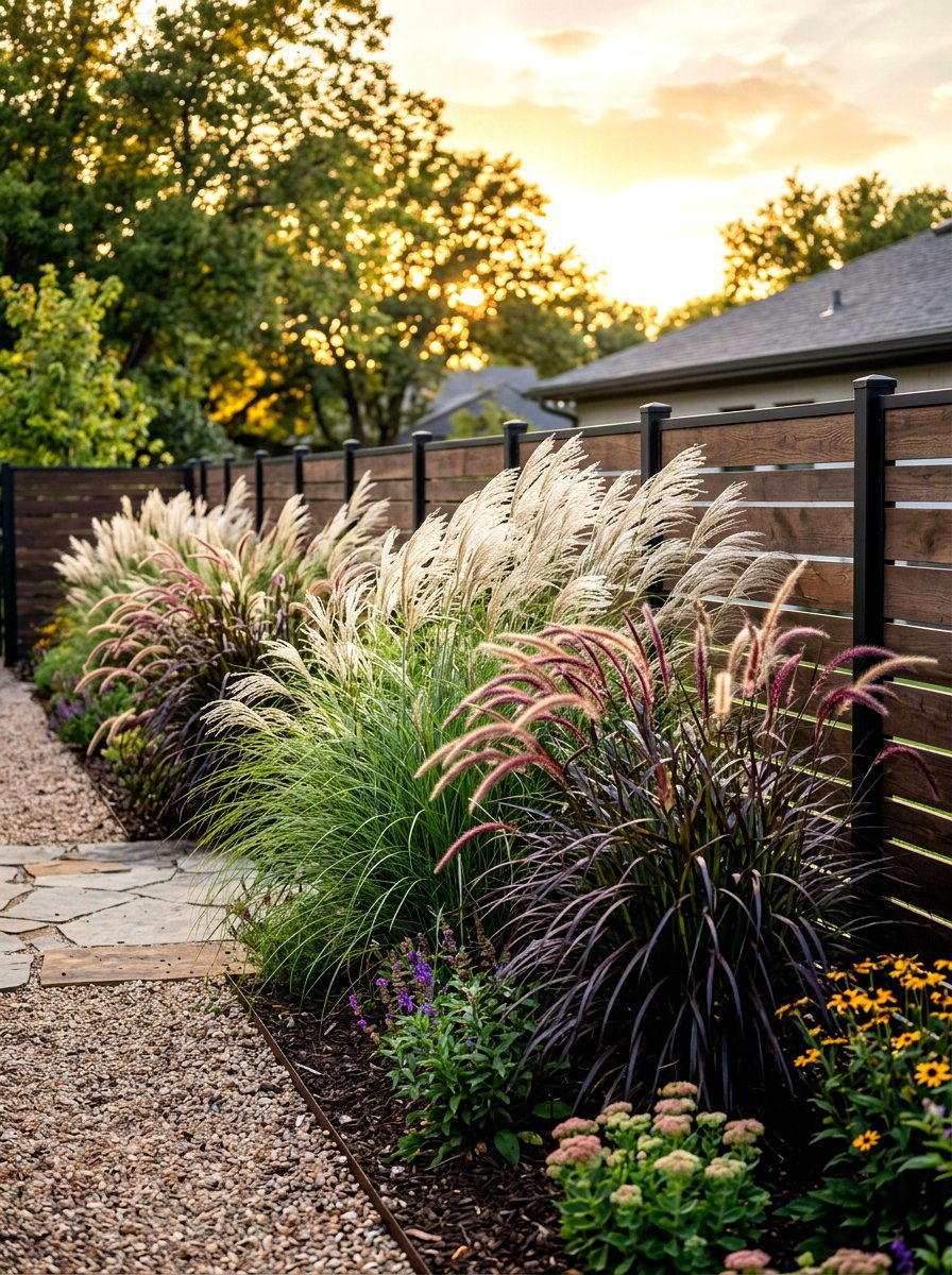 Ornamental Grass Border - 30 budget landscaping ideas