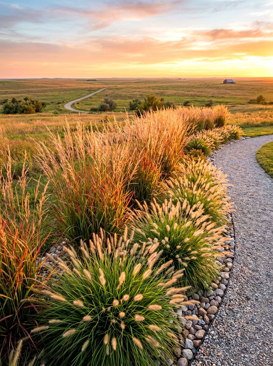 Ornamental Grass Border - 30 perennial border ideas