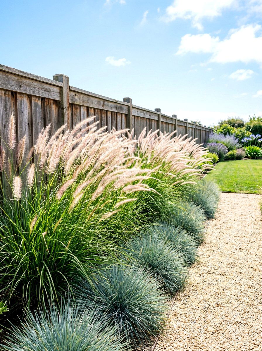 Ornamental Grass Border - 30 drought smart backyard ideas