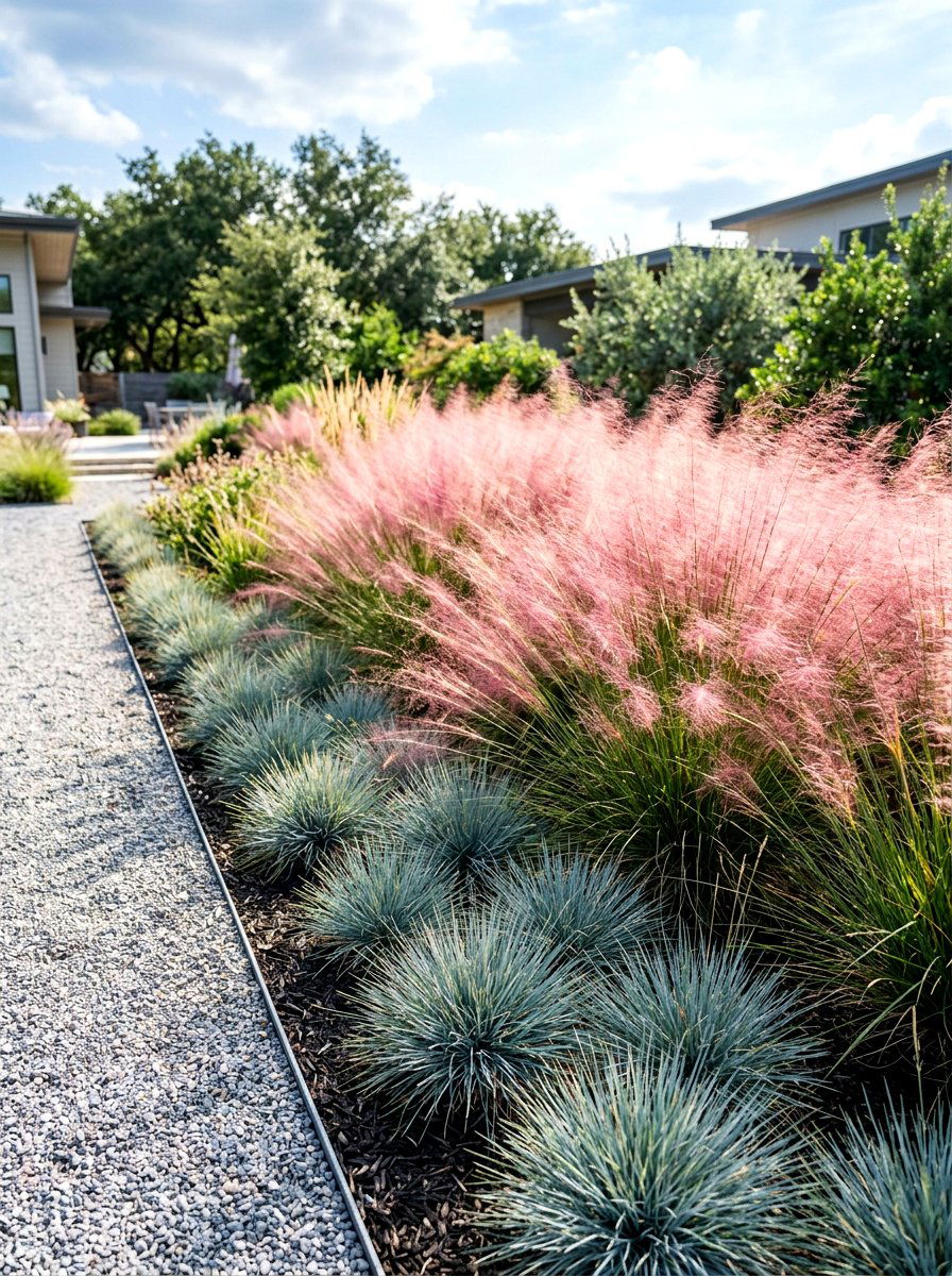 Ornamental Grass Border - 30 low water backyard ideas