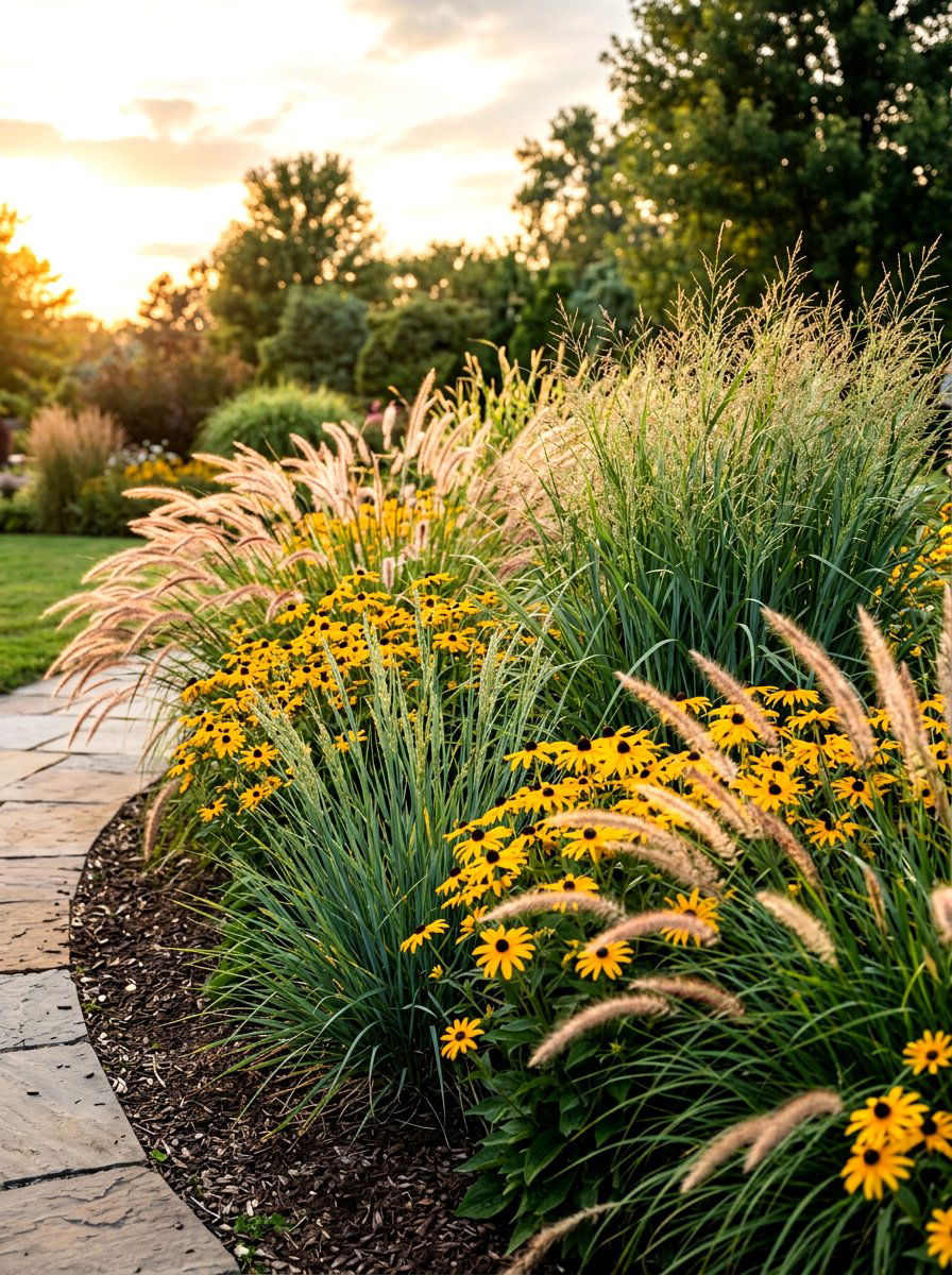 Ornamental Grass Border - 30 cottage front border ideas