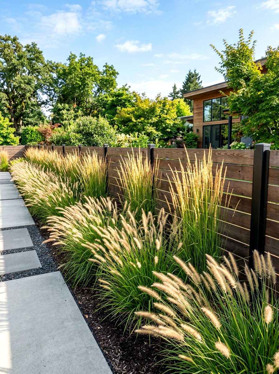Ornamental Grass Border - 30 drought tolerant landscaping ideas