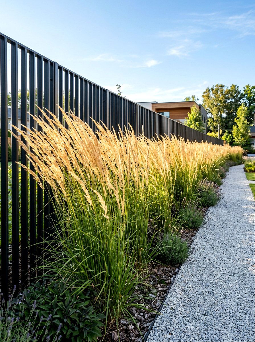 Ornamental Grass Border - 30 fence border ideas