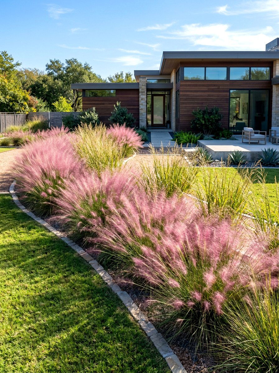 Ornamental Grass Border - 30 front garden ideas