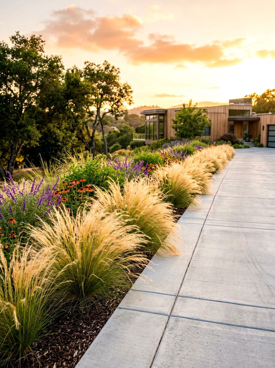 Ornamental Grass Border - 30 modern front yard ideas