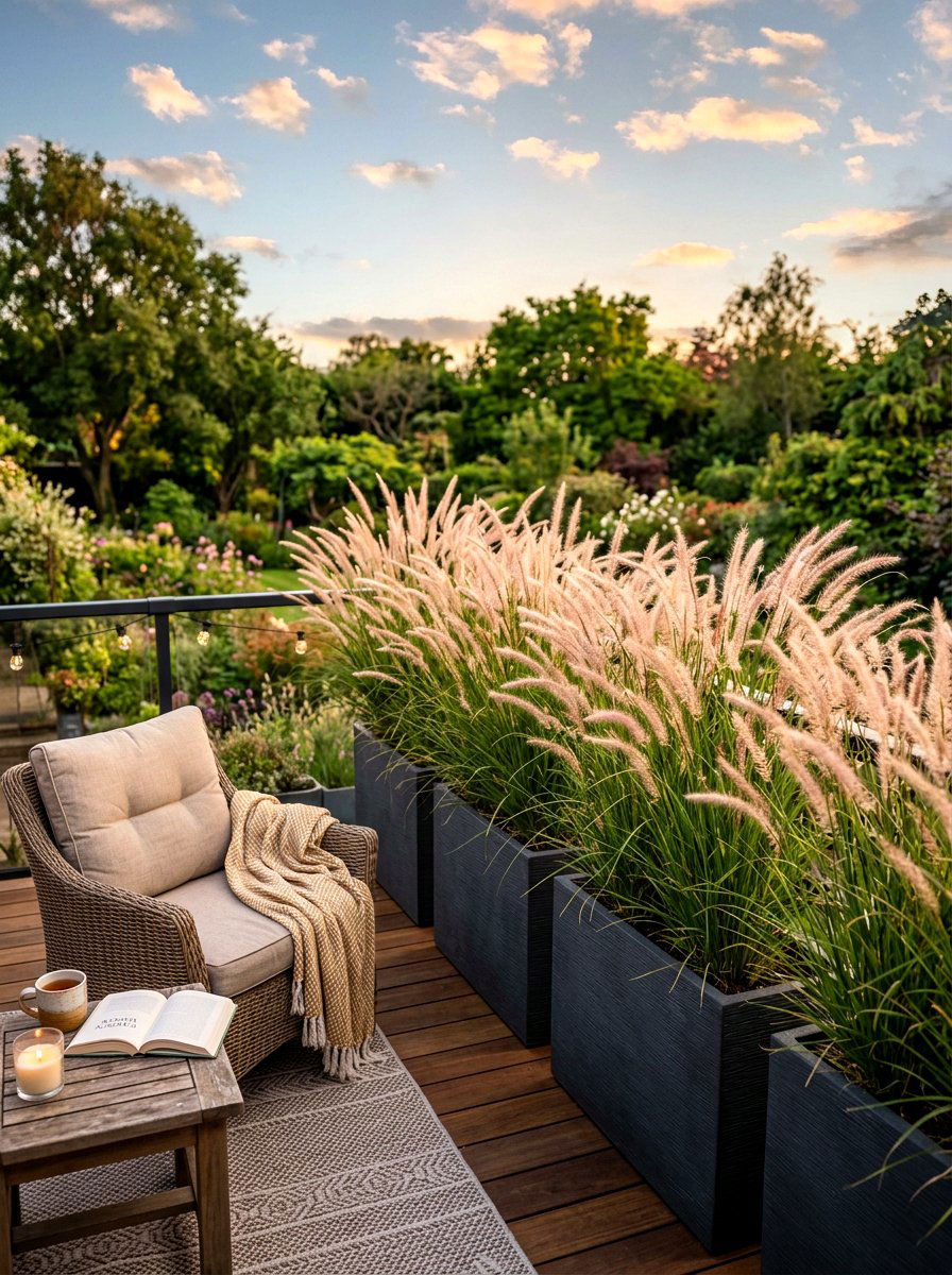 Ornamental Grass Deck Privacy - 30 deck privacy ideas