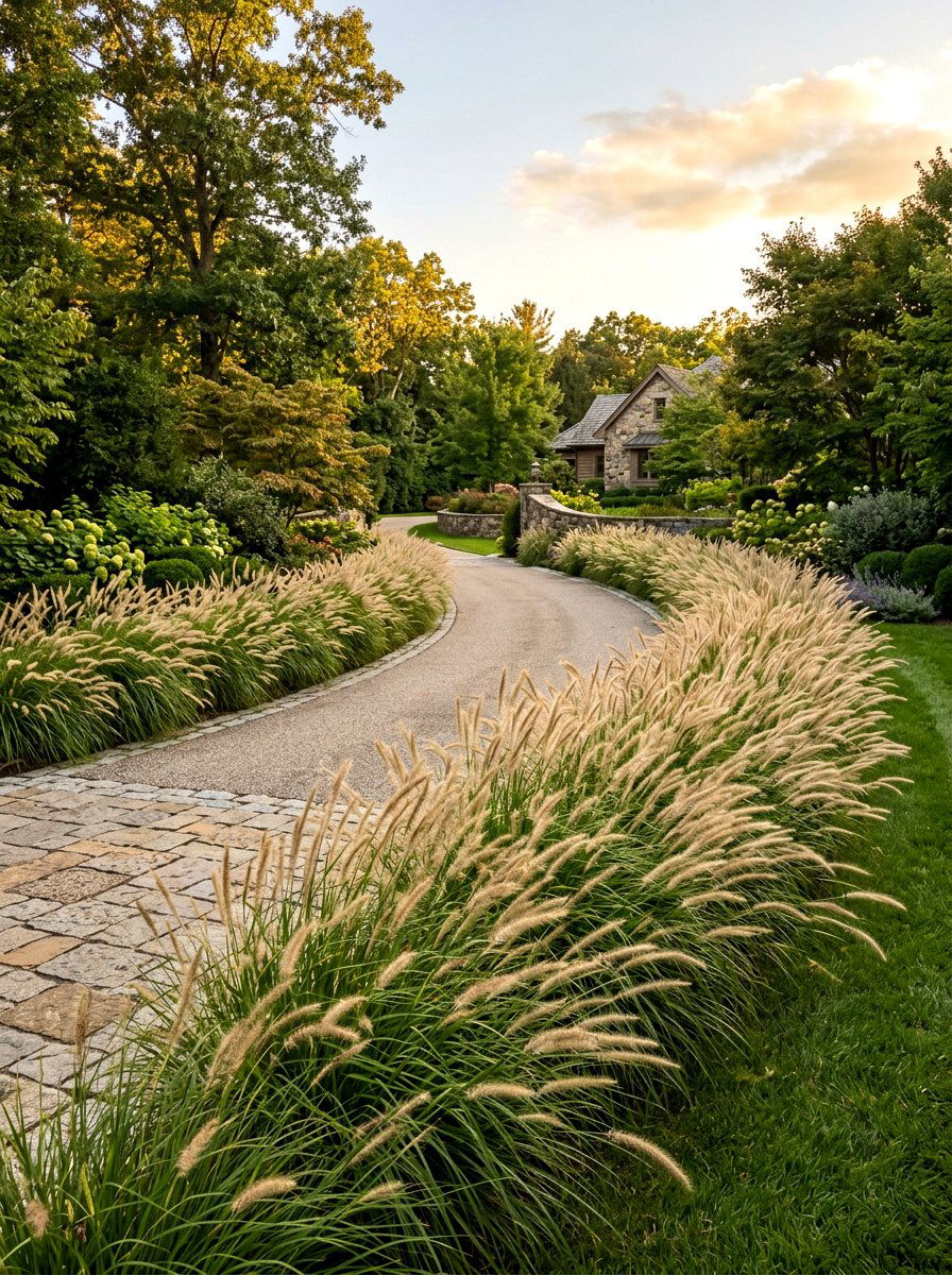 Ornamental Grass Driveway Border - 30 driveway border ideas