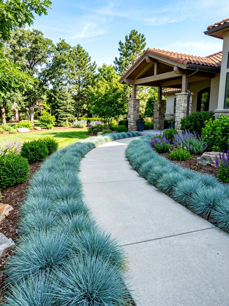 Ornamental Grass Edges - 30 portico landscaping ideas