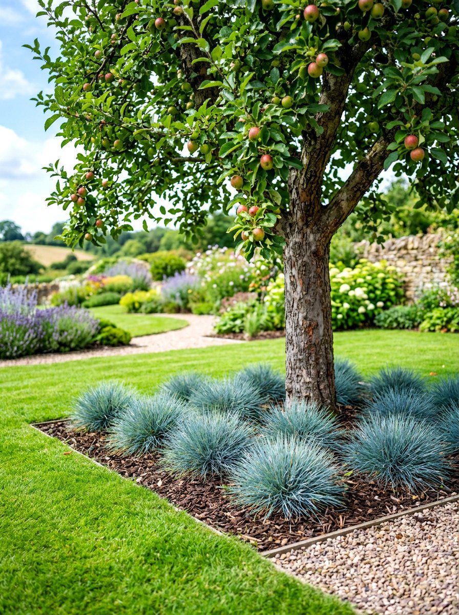 Ornamental Grass Fruit Tree Base - 30 apple tree border ideas