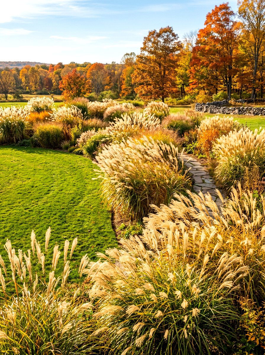 Ornamental Grass Garden - 30 front lawn landscaping ideas