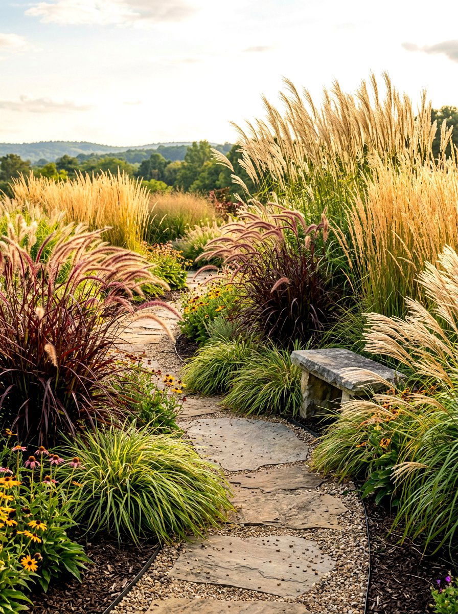 Ornamental Grass Garden - 30 meditation garden ideas