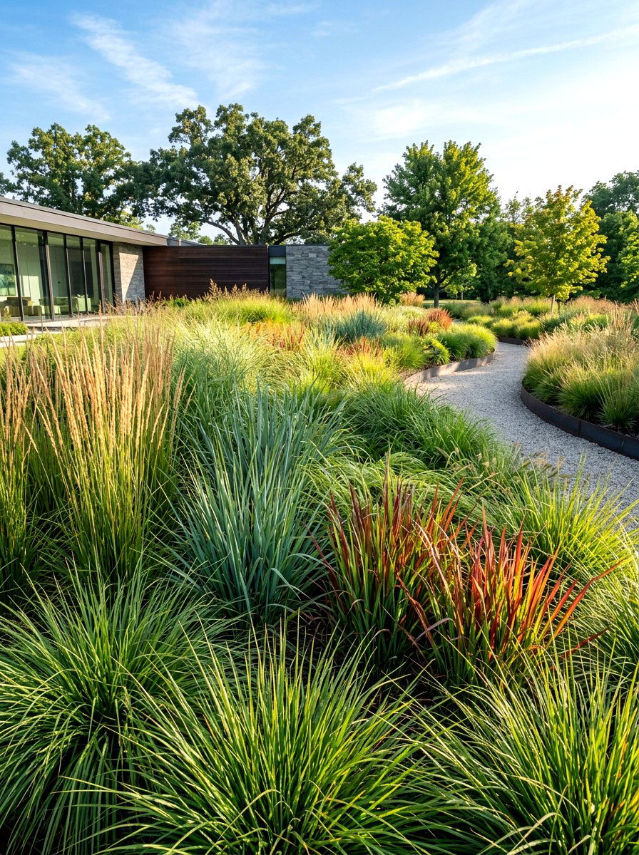 Ornamental Grass Meadow - 30 prairie style garden ideas