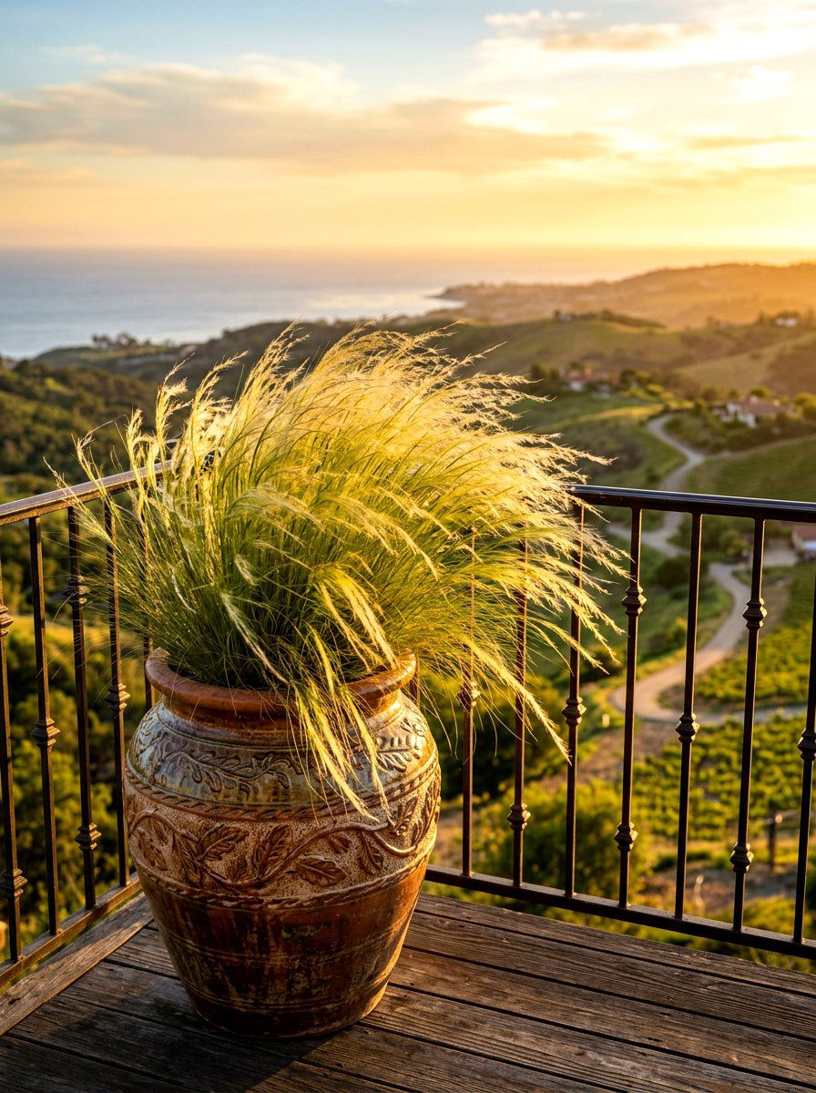 Ornamental Grass Pot - 30 balcony container garden ideas