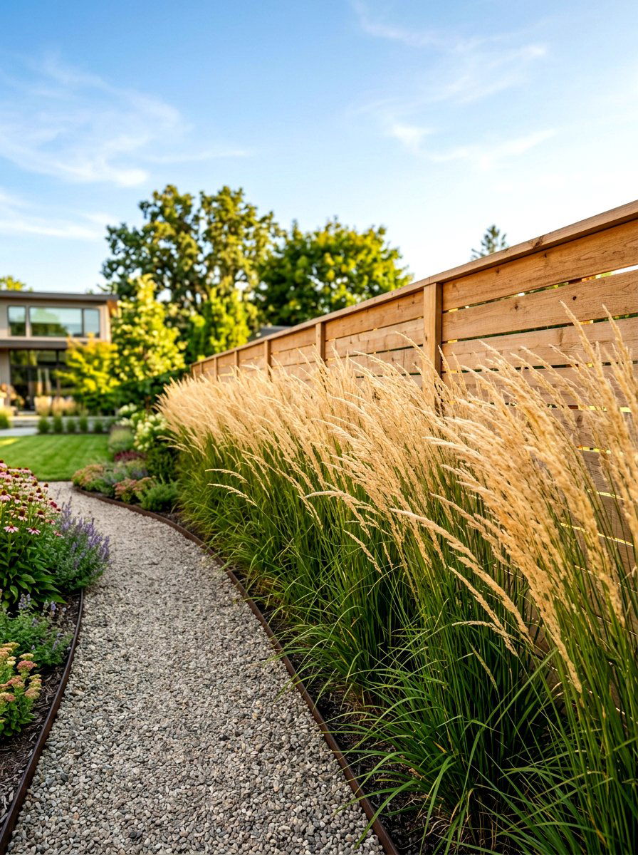 Ornamental Grass Privacy Border - 30 house side garden border ideas