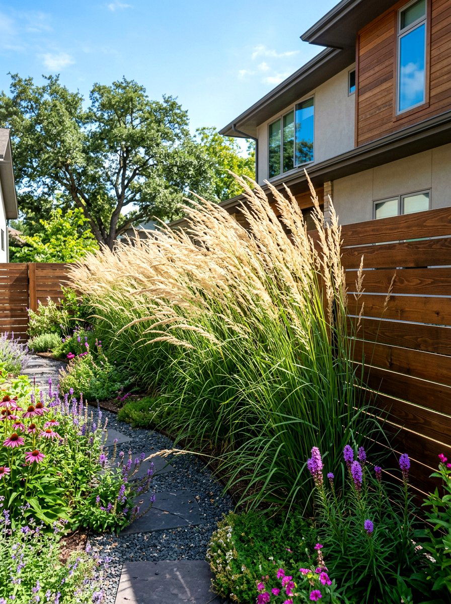 Ornamental Grass Privacy Screen - 30 side yard privacy fence landscaping ideas
