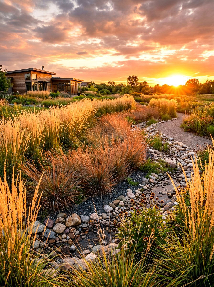Ornamental Grass Rain Garden - 30 rainwater garden ideas