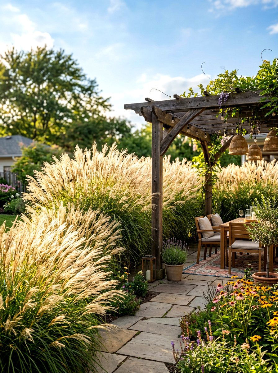 Ornamental Grass Screen - 30 privacy fence ideas