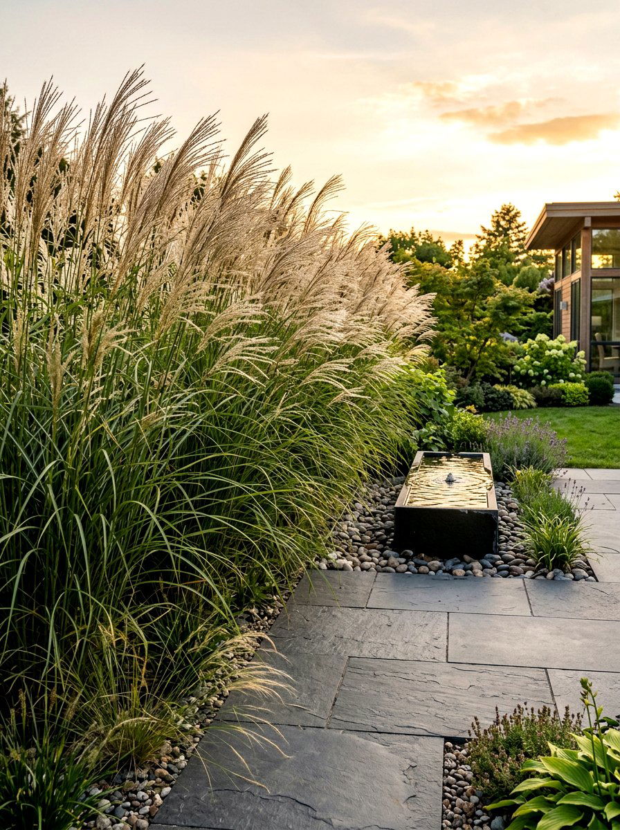 Ornamental Grass Screen - 30 front yard privacy ideas
