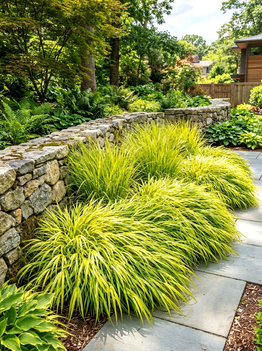 Ornamental Grass Shade - 30 shady courtyard garden ideas