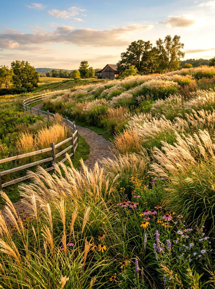 Ornamental Grass Slope - 30 hillside landscaping ideas