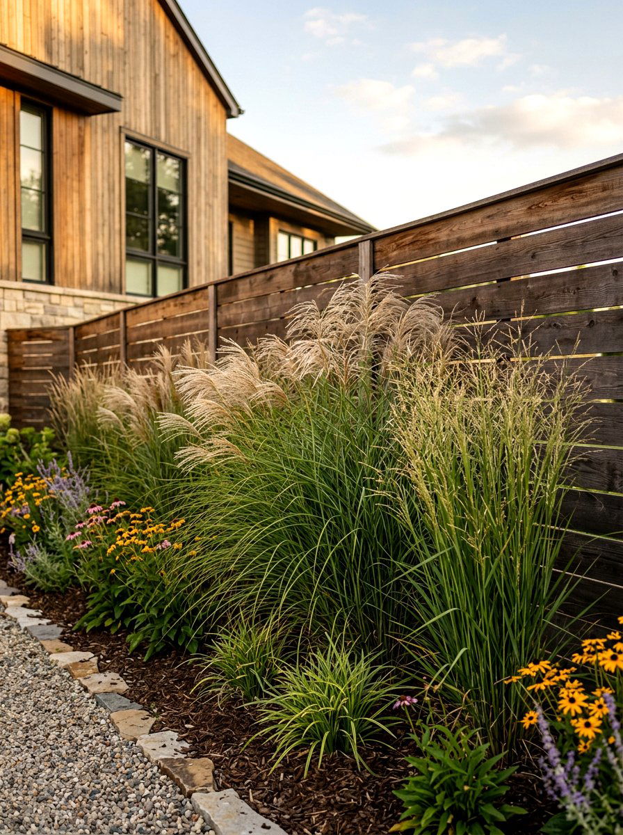 Ornamental Grass Soft Foundation Screens - 30 foundation flower bed ideas