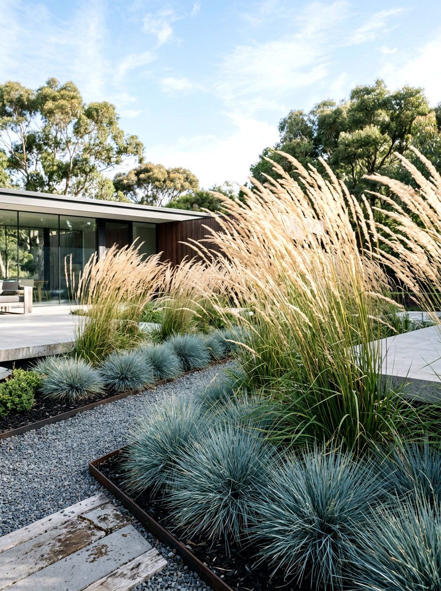 Ornamental Grasses - 30 low maintenance landscaping ideas