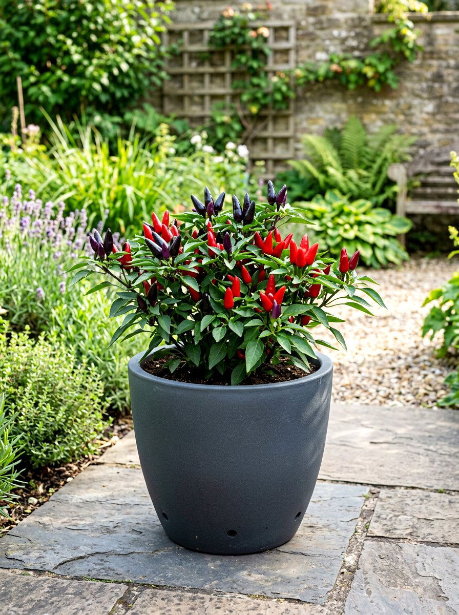 Ornamental Pepper Planter - 30 sunny container garden ideas
