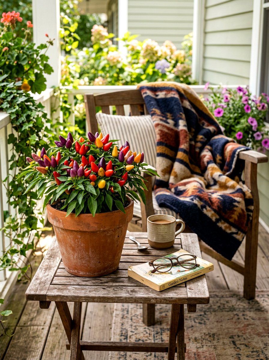 Ornamental Peppers Pot - 30 fall porch planter ideas