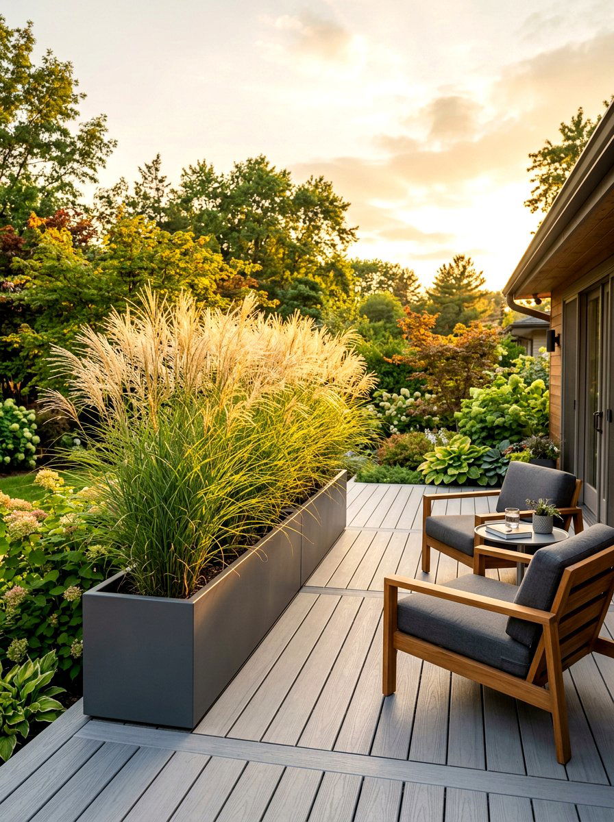 Ornamental Tall Grass Planter - 30 deck partition ideas