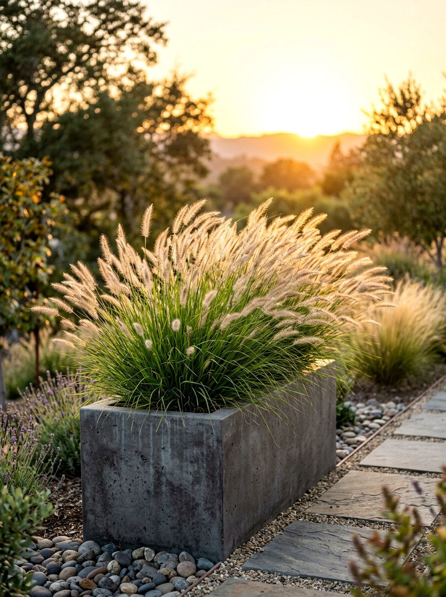 Ornamental grass and flower garden - 30 sunny flower bed ideas