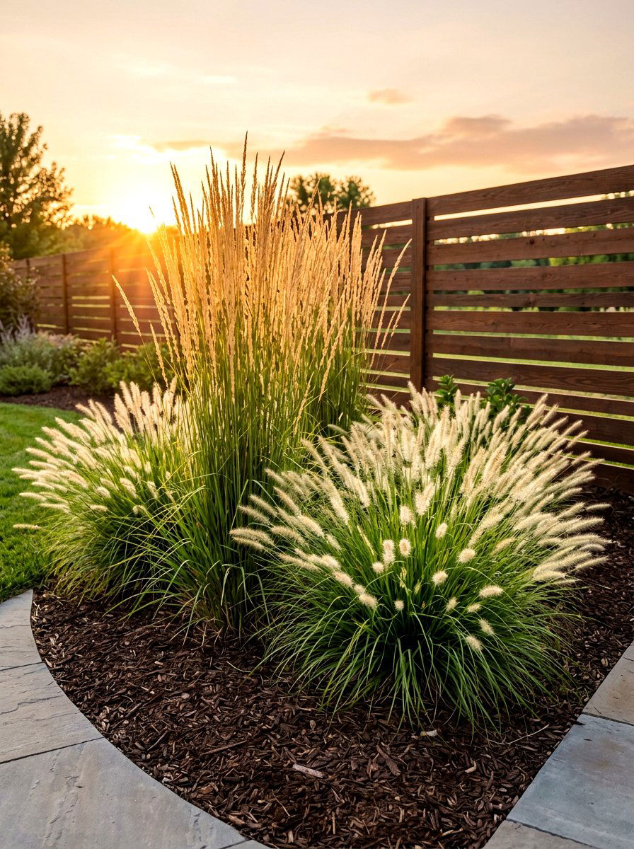 Ornamental grass cluster - 30 corner yard landscaping ideas