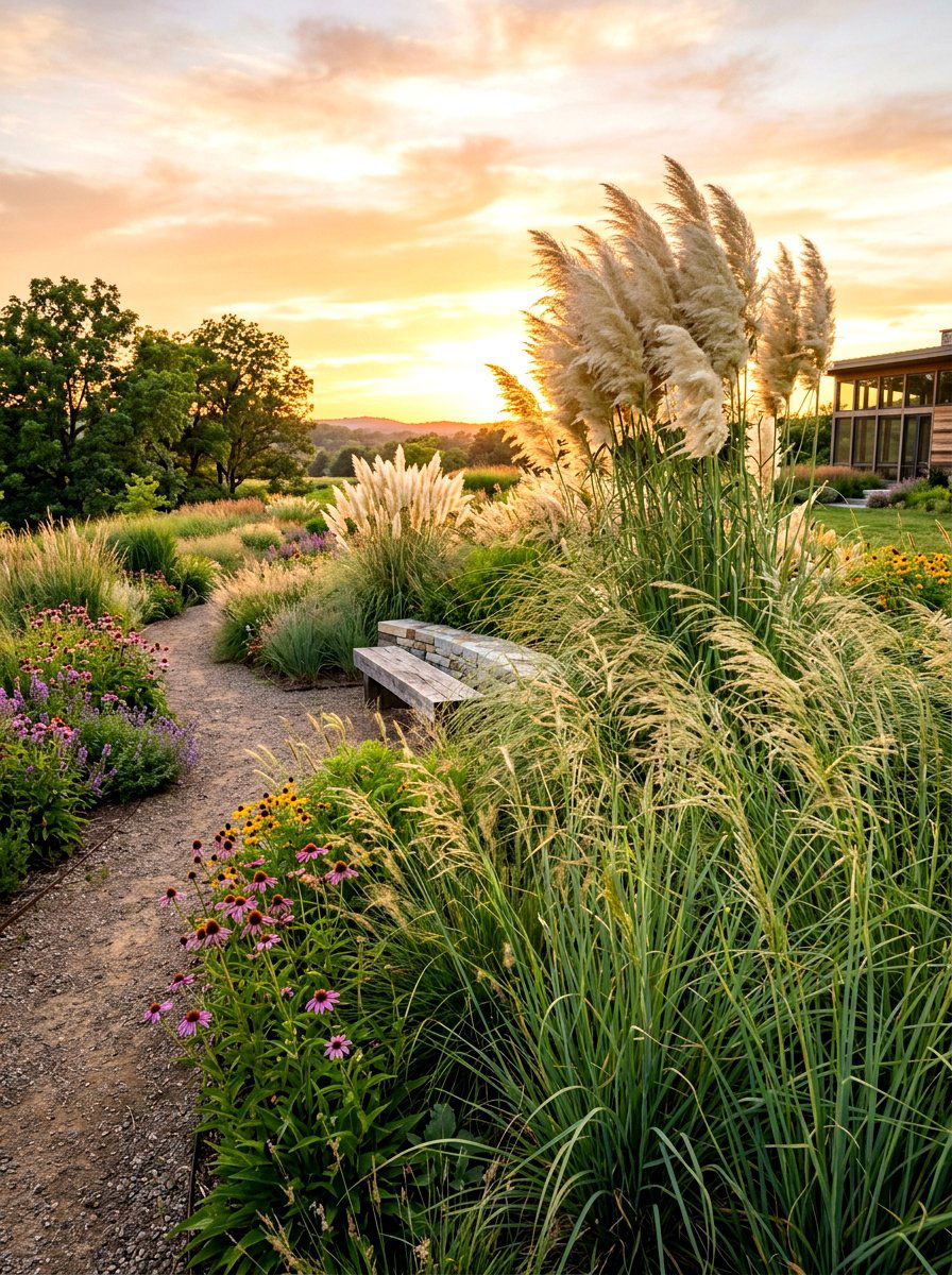 Ornamental grass garden - 30 curb appeal landscaping ideas