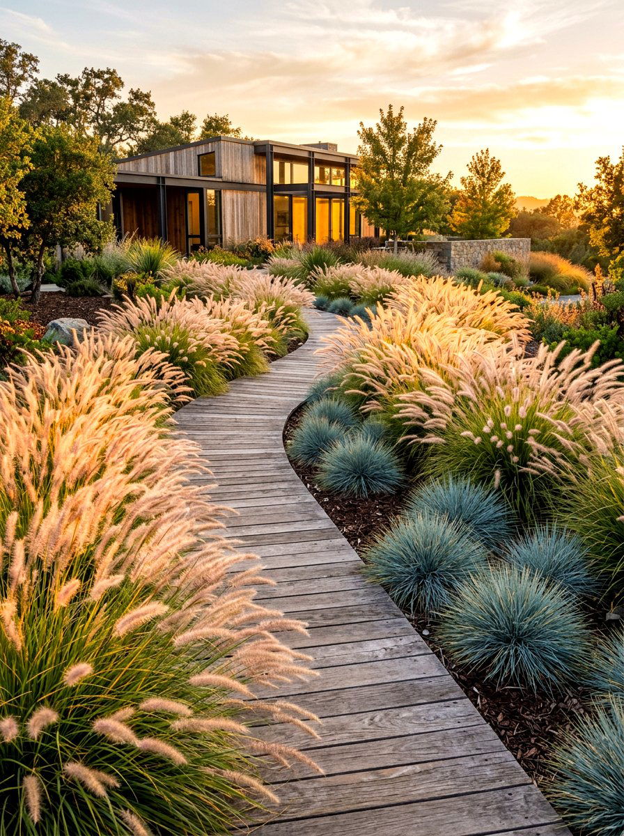 Ornamental grass landscaping - 30 modern garden ideas